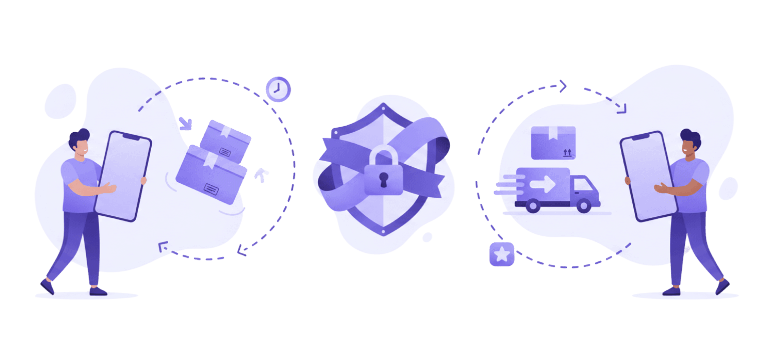 Packages shipped between two traders, protected by Trade Up from pickup to delivery